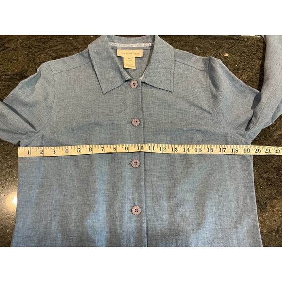 NWT SUSAN BRISTOL sz M light blue linen blend button down blazer jacket - Picture 6 of 8